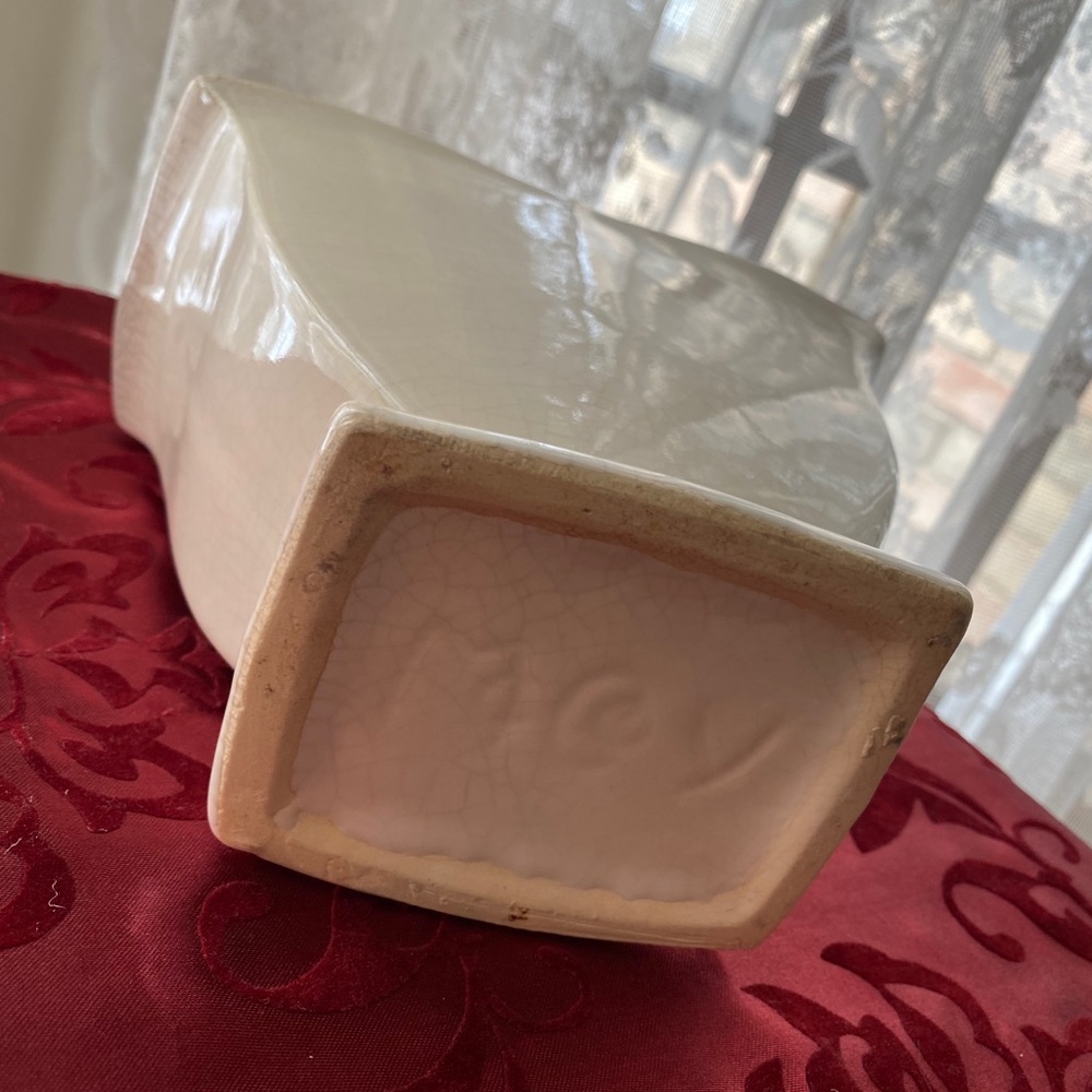 Vintage McCoy Vase Tulip Vase Vintage Pottery Antique Ivory Crackle Finish MCM - Picture 14 of 16
